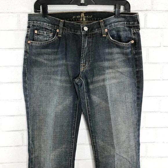 7 For All Mankind Medium Wash Mid Rise Boot Cut Jeans Women's Waist Size 32 - Picture 3 of 8